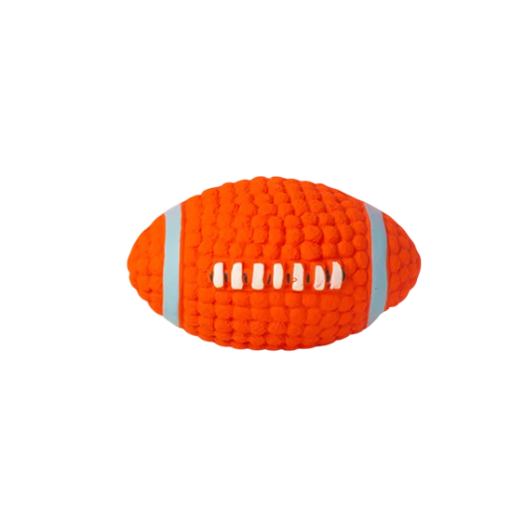 Latexleksak för hund i form av en rugbyboll 9 cm interaktivt tuggleksak för tandrengöring
