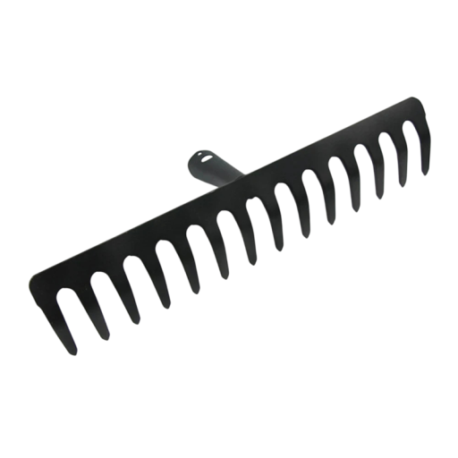 Laubbesen 14 Zähne 35 x 8 x 11 cm Edelstahl schwarz mit robuster Konstruktion für die Gartenpflege und landwirtschaftliche Nutzung