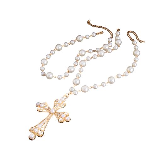 Layered Statement Choker with Dominant Cross Ladies' Necklace Adjustable Chain Modern Statement Jewellery