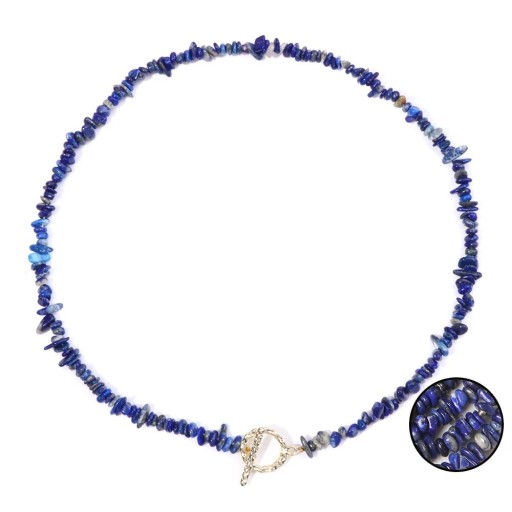 Lazurit-Halskette Länge 45 cm verstellbar dunkelblaue Steine Kette in goldfarbener Ausführung mit Ringverschluss aus Zinklegierung Für Partys und den Alltag