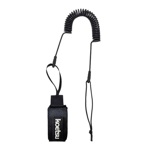 Leash para el pie espiral de 90-300 cm con un diámetro de 5 mm y resorte retráctil, lazo negro para paddleboard, surfboard, kayak y deportes acuáticos