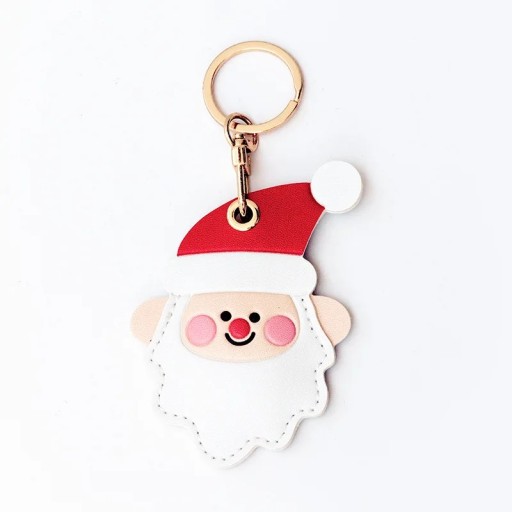 Leather Case for Apple AirTag Santa Claus Scratch-Resistant Protective Cover with Keyring Christmas Decorative Case for GPS Tracker Air Tag