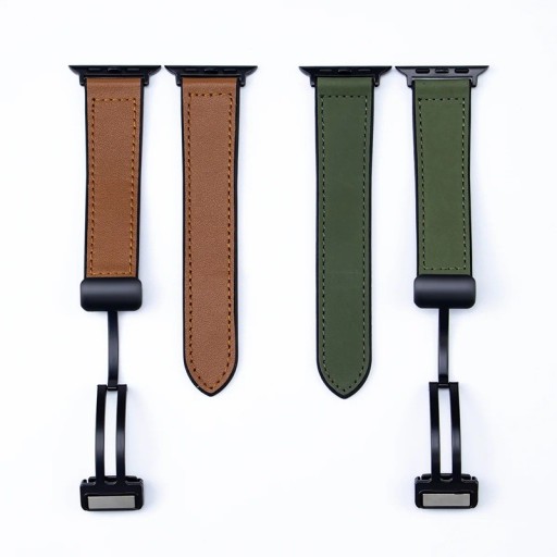 Leather Silicone Strap 42 mm for Apple Watch S10 Elegant Dual-Layer Design with Classic Metal Buckle Durable Strap for Comfortable Wear