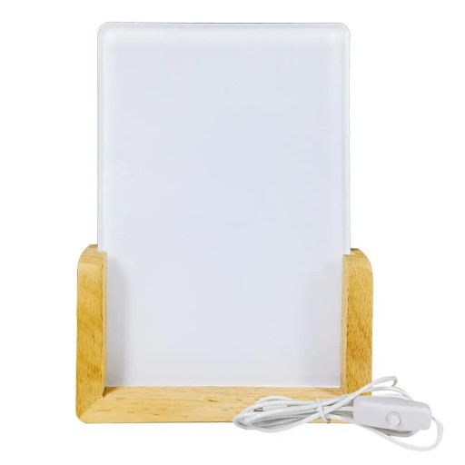 LED Backlit Photo Frame 15 x 10 cm Acrylic and Wood Natural Colour with Switch Cable for Interior Decoration