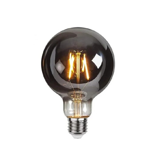 LED bec cu filament G125 E27 Dimabil 4 W 220 V 12,5 x 17,5 cm Sticlă fumurie și soclu din aluminiu argintiu Lumină caldă Pentru dining