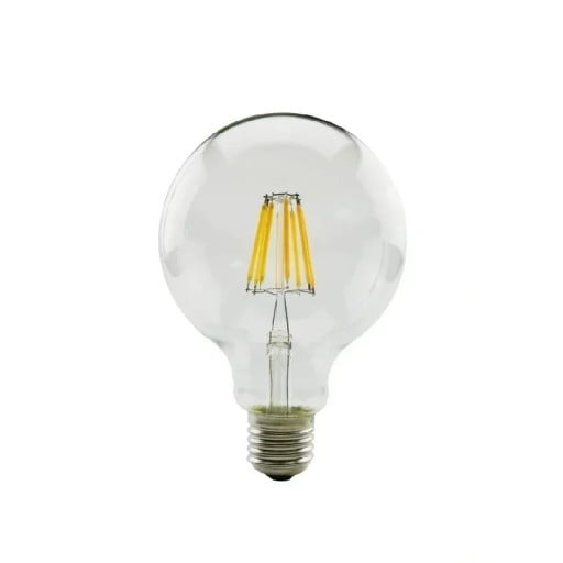 LED bec cu filament G95 Bulb mare rotundă Soclu E27 4 W 220 V Dimensiuni 140 x 95 mm Sticlă transparentă Alb rece Pentru lustre și corpuri de iluminat suspendate
