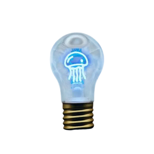 LED bec cu filament în formă de meduză A70 5 V 2–5 W 7 x 12,5 cm Capac din sticlă și soclu din aluminiu aurit Lumină albastră Decor marin