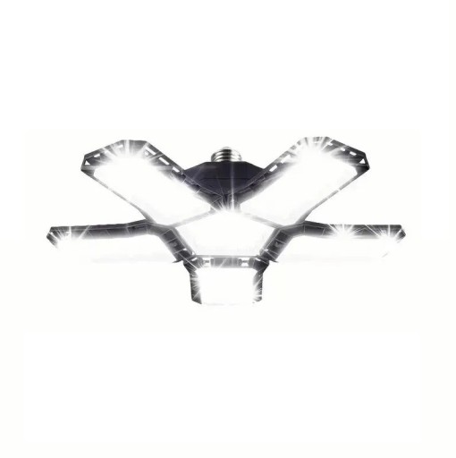 LED Ceiling Folding Lamp for Garage 80W E27 Adjustable Lights with 5 Panels Super Bright Lighting Workshop Warm White