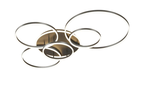 LED Ceiling Light with 5 Circular Elements, Dimmable with Remote Control, 137 W, 110 x 73 x 15 cm, for Large Living Rooms