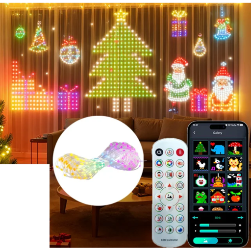 LED chytré záclonové osvětlení RGBIC 3 x 3 m 400 LED USB napájení Bluetooth aplikace a dálkové ovládání Světelný řetěz dekorace