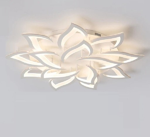 LED-Deckenleuchte in Blumenform, 130 W, moderner weißer Kronleuchter mit Fernbedienung, dimmbare Deckenleuchte mit Controller, 92 x 12 cm