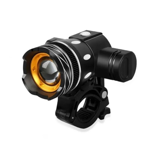 LED-forlygte til cykel, USB-genopladelig, 2400mAh, 1200LM, IPX6, vandtæt cykellygte, Zoom, 3 tilstande, rækkevidde op til 300 m, 10W, 8×3,5×3 cm
