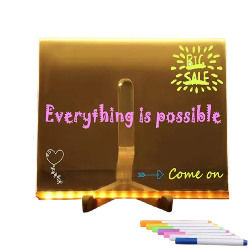 LED háttérvilágítású akril rajztábla 15 x 15 cm USB törölhető átlátszó táblázat gyerekeknek száraz törléshez iskolába, irodába és otthonra