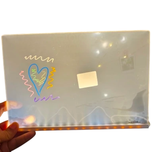 LED-hintergrundbeleuchtete Acryl-Zeichentafel 20x30 cm USB Kinder abwischbare Tafel mit Tischhalterung und 7 farbigen wasserbasierten Markern
