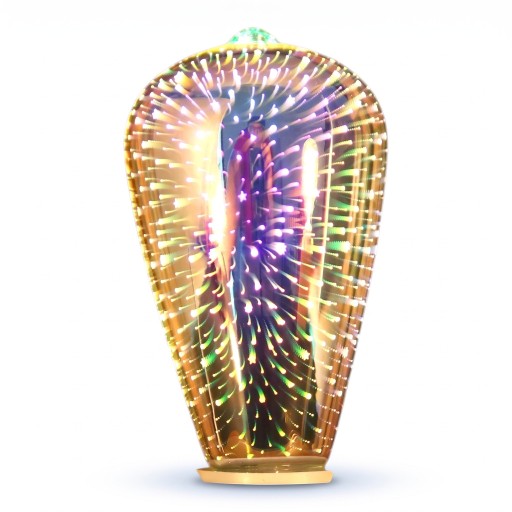 LED izzó ST64 E27 Tűzijáték effekt 6 W 85–265 V 50/60 Hz 6 x 13 cm Ezüstözött üveg burkolat Többszínes minta Lámpákhoz és világítótestekhez