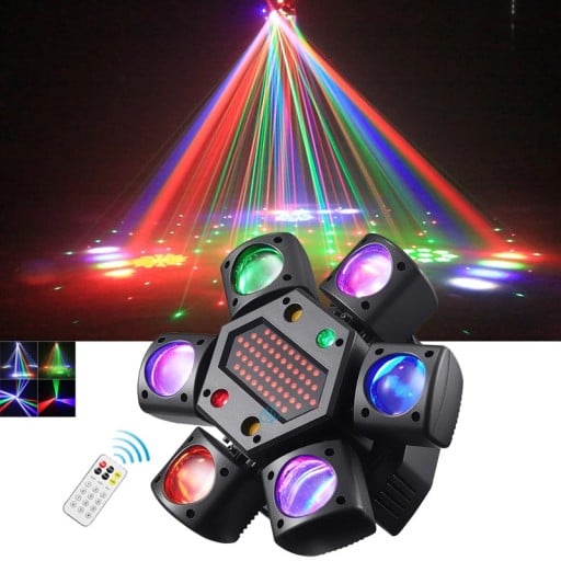 LED kääntyvä pää 80 W RGBW 4v1 mini kuusisakarainen säde laser LED valo DMX512 EU liitin näyttämövalaistukseen diskotekeille ja juhliin