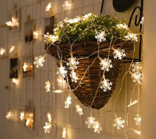 LED-lichtketting met sneeuwvlokken