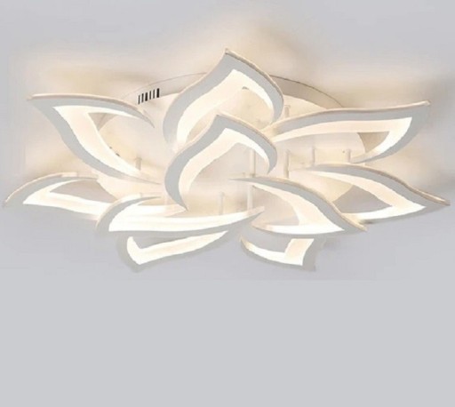 LED loftlampe formet som en blomst 95 W Moderne hvid lysekrone med fjernbetjening Dæmpbar loftlampe med fjernbetjening 76 x 12 cm