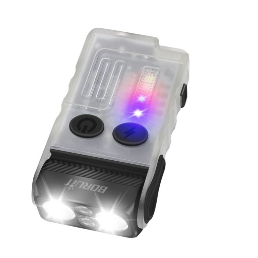 LED-lommelygte med magnetnøglering med buzzer 110 dB sikkerhedsalarm USB C-opladning kompakt lys nødlommelygte