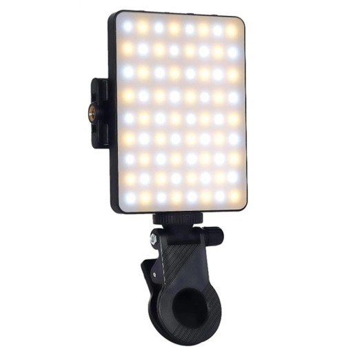 LED luz suplementar com clipe para telemóvel 2000 mAh 3 modos de iluminação Brilho ajustável USB-C Micro USB Maquilhagem Vídeo Selfie Luz para telefone