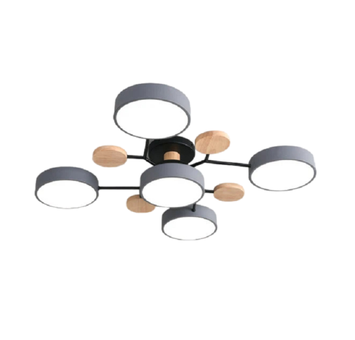 LED-lysekrone med 3 forskellige farver 48 W moderne loftslampe med 5 LED-lys i cirkelform minimalistisk dæmpbar lysekrone 66 x 17 cm