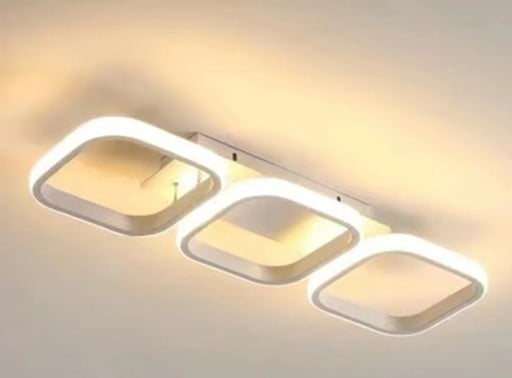 LED mennyezeti lámpa 3 négyzetes elemmel és háromfokozatú fényválasztással, 33 W, 52,5 x 17 x 7 cm, skandináv stílusú a folyosóra és hálószobába