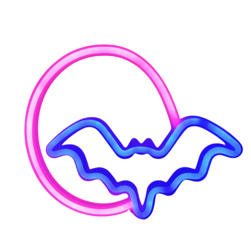 LED Neon Wall Decoration 25 x 15 cm Light-Up Bat with Moon USB or Battery Wall Ornament Room Light Halloween