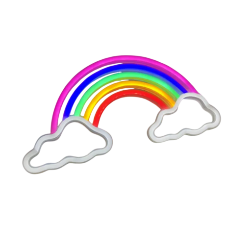 LED Neon Wanddeko in Form eines Regenbogens mit Blitz 37 x 18 cm Leuchtende Wanddeko USB oder 3x AA Batterien Buntes Licht