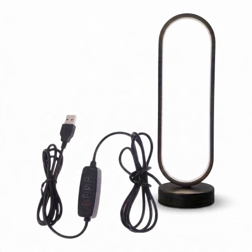 LED nočná lampa Oválna 1 ks Stmievateľná 3 farby svetla 9,5 x 33 x 9,8 cm Napájanie USB Hliník a ABS Čierna Do spálne a obývacej izby