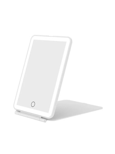 LED opvouwbare cosmeticaspiegel 14,3 x 9,6 cm Touch control USB oplaadbaar Spiegel met verlichting voor op reis Witte of roze uitvoering