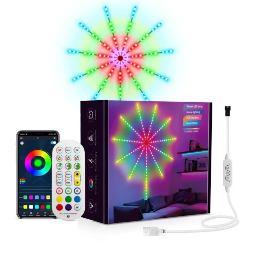 LED páskové svetlo ohňostroj synchronizácia s hudbou 10x50 cm + 150 cm ovládanie aplikáciou a diaľkovým ovládačom dekoratívne osvetlenie