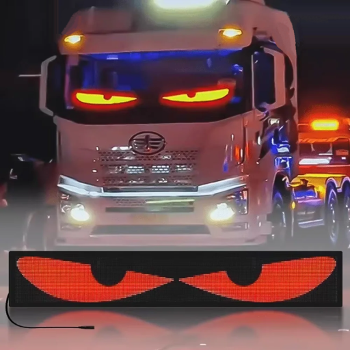 LED pixelpanel 150 x 16,6 cm Djævleøje til bilen Selvklæbende på vinduet Fjernbetjening 12-24 V Kabel 260 cm Cigarettændertilslutning