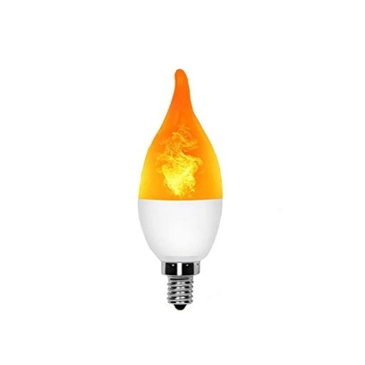 LED plamenná žárovka E14 ve tvaru svíčky se zahnutou špičkou Efekt plamene a 3 režimy svícení Matný kryt Žluté světlo Do lustrů a svícnů