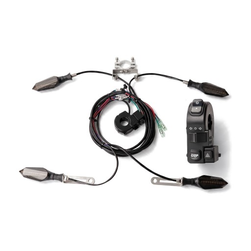 LED-Richtungsanzeiger-Set für E-Bikes 48 V und 60 V 4 Stück Dynamisches Blinken Multifunktionaler Schalter für 22 mm Lenker Hupe Warnlichter