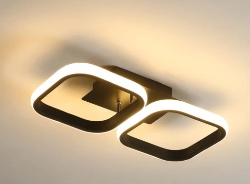 LED stropné svietidlo so 2 štvorcovými prvkami a tromi teplotami svetla, 22 W, 35 x 17 x 7 cm, geometrický Nordic štýl do interiéru