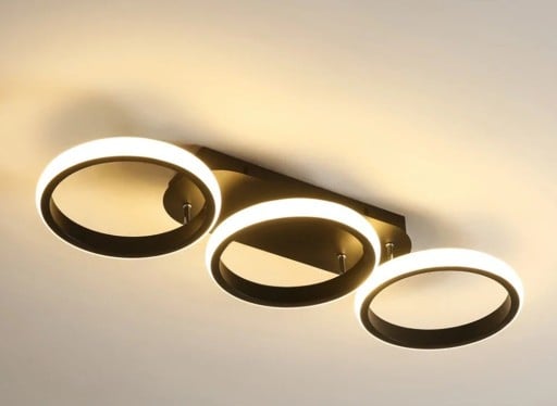 LED stropní svítidlo se 3 kruhovými prvky a třístupňovou volbou barvy světla, 30 W, 52,5 x 17 x 7 cm, Nordic styl pro chodbu i ložnici