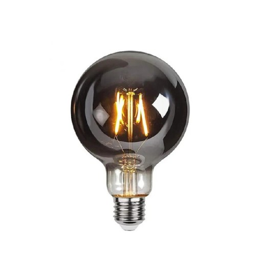 LED žárovka s vláknem G95 E27 Stmívatelná 4 W 220 V 9,5 x 13 cm Kouřové sklo a stříbrná hliníková objímka Teplé světlo Do obývacího pokoje