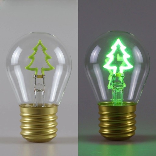LED žárovka s vláknem ve tvaru stromku A70 5 V 2–5 W 7 x 12,5 cm Skleněný kryt a zlatá hliníková objímka Zelené světlo Vánoční dekorace