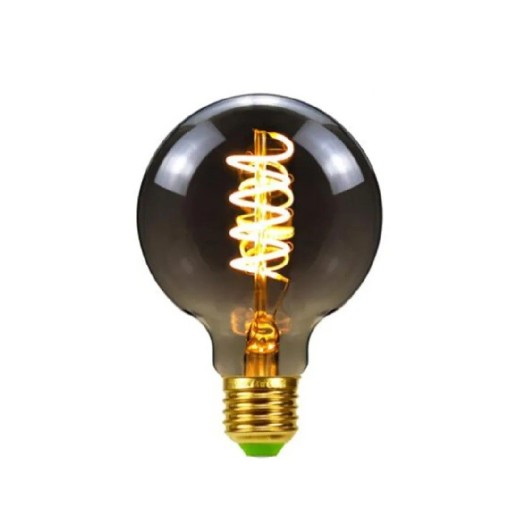 LED žárovka se spirálou G125 E27 Stmívatelná 4 W 220 V 12,5 x 17,5 cm Kouřové sklo a zlatá hliníková objímka Teplé světlo Do vstupní haly