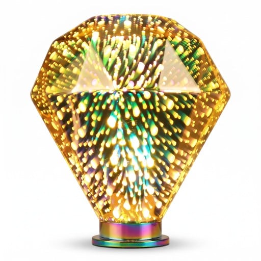 LED žiarovka v tvare diamantu E27 Efekt ohňostroja 6 W 85–265 V 50/60 Hz 9,5 x 13,5 cm Postriebrené sklo Viacfarebný vzor Do lámp a svietidiel