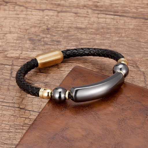 Lederarmband mit Naturstein