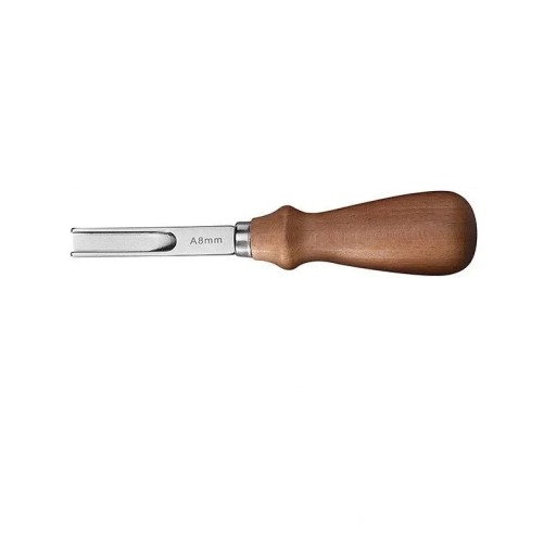 Lederhandwerkzeug A8 mm Stemmeisen mit Holzgriff 15,5 cm Für breite Nuten, Nahtführung und Lederverzierung