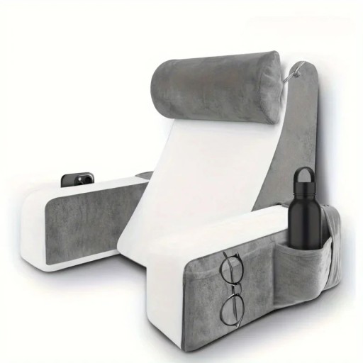 Leespillow met rugsteunen 35,6 x 39,8 x 48 cm Steunpillow voor bed met traagschuim Leespillow voor lezen, tv-kijken, gamen