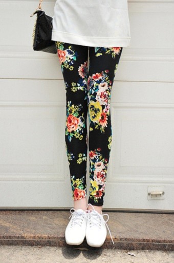 Leggings da donna stilosi con fiori J2415
