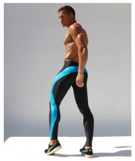 Leggings de compression pour hommes - Noir et bleu