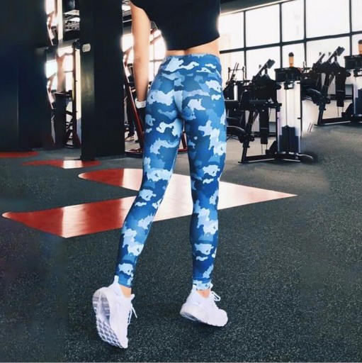 Leggings de fitness femininas com padrão militar J1091