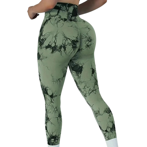 Leggings de yoga push up de cintura alta para mujer, sin costuras, con estampado tie-dye, elásticos, para entrenamiento y ocio.