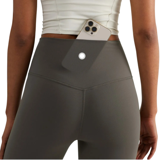 Leggings desportivas sem costuras para mulher com cintura alta e bolso nas costas Calças de fitness elásticas e ajustadas Leggings confortáveis para exercício