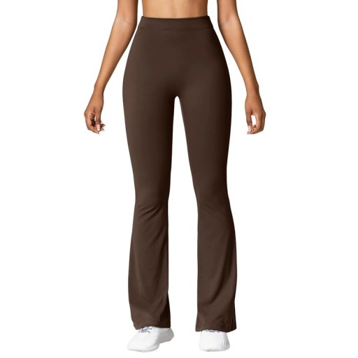 Leggings mode femme unis avec taille en V Effet push-up Taille haute Coupe ajustée Jambes évasées Pantalons élégants modelants