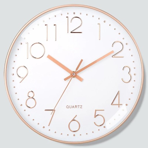 Leise Wanduhr 20 cm Kunststoffglas 3D geprägtes Zifferblatt Kein Ticken Leise Uhr für Wohnung Büro Küche Wohnzimmer